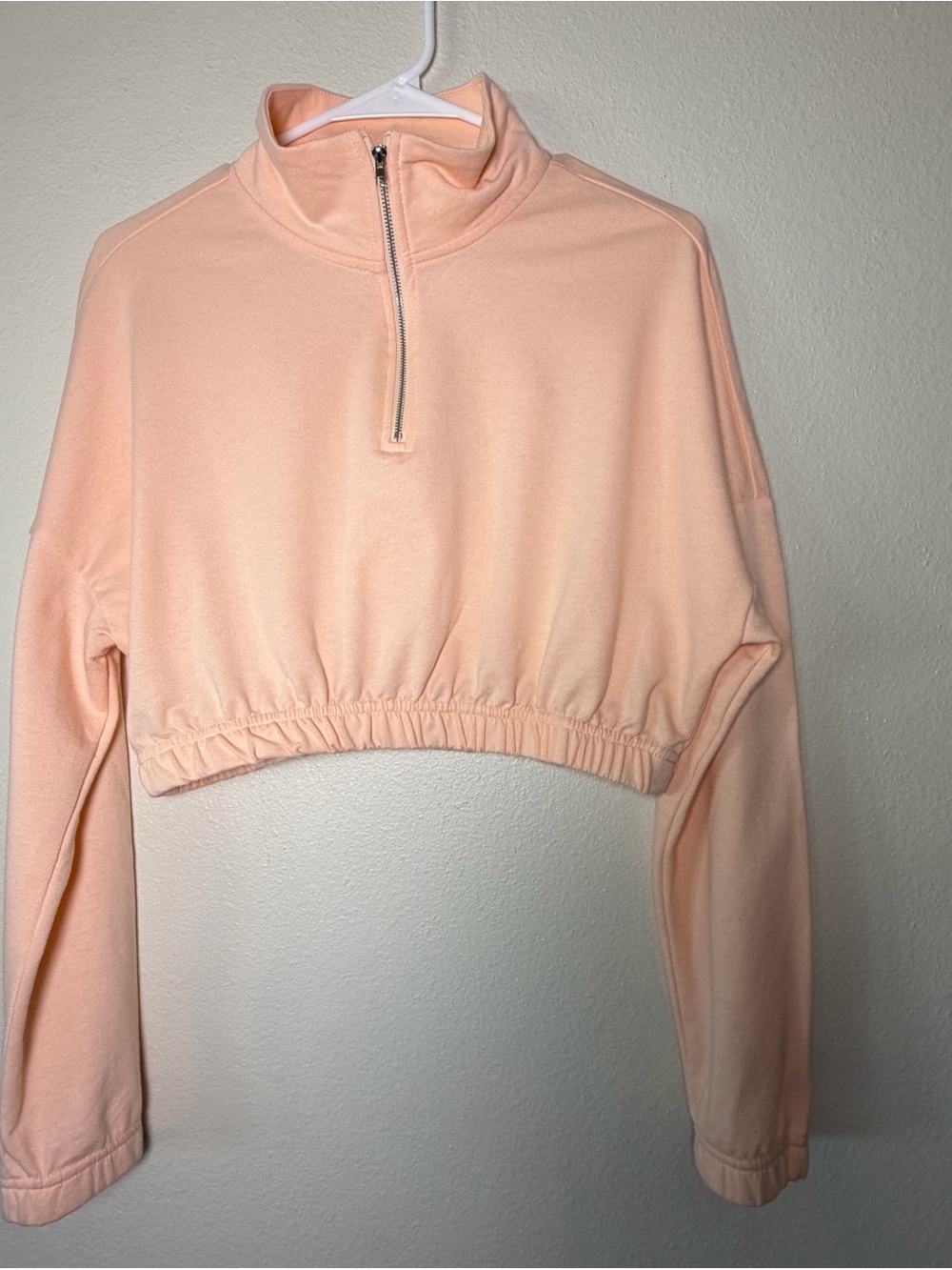 Refuge Athletics Peach Cropped 3/4 Quarter-Zip Pullover Sweatshirt Sz S